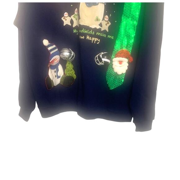 Vintage Jerzees Grandma Sweatshirt XL Navy  NFL Helmets 1999 Christmas - Picture 8 of 13